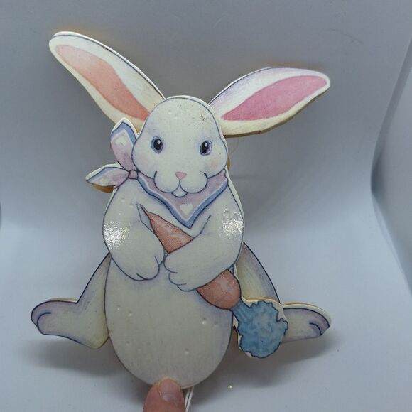 Vintage Midwest Importers Wooden Pull String Toy Easter Bunny 6”‎ - Picture 2 of 4